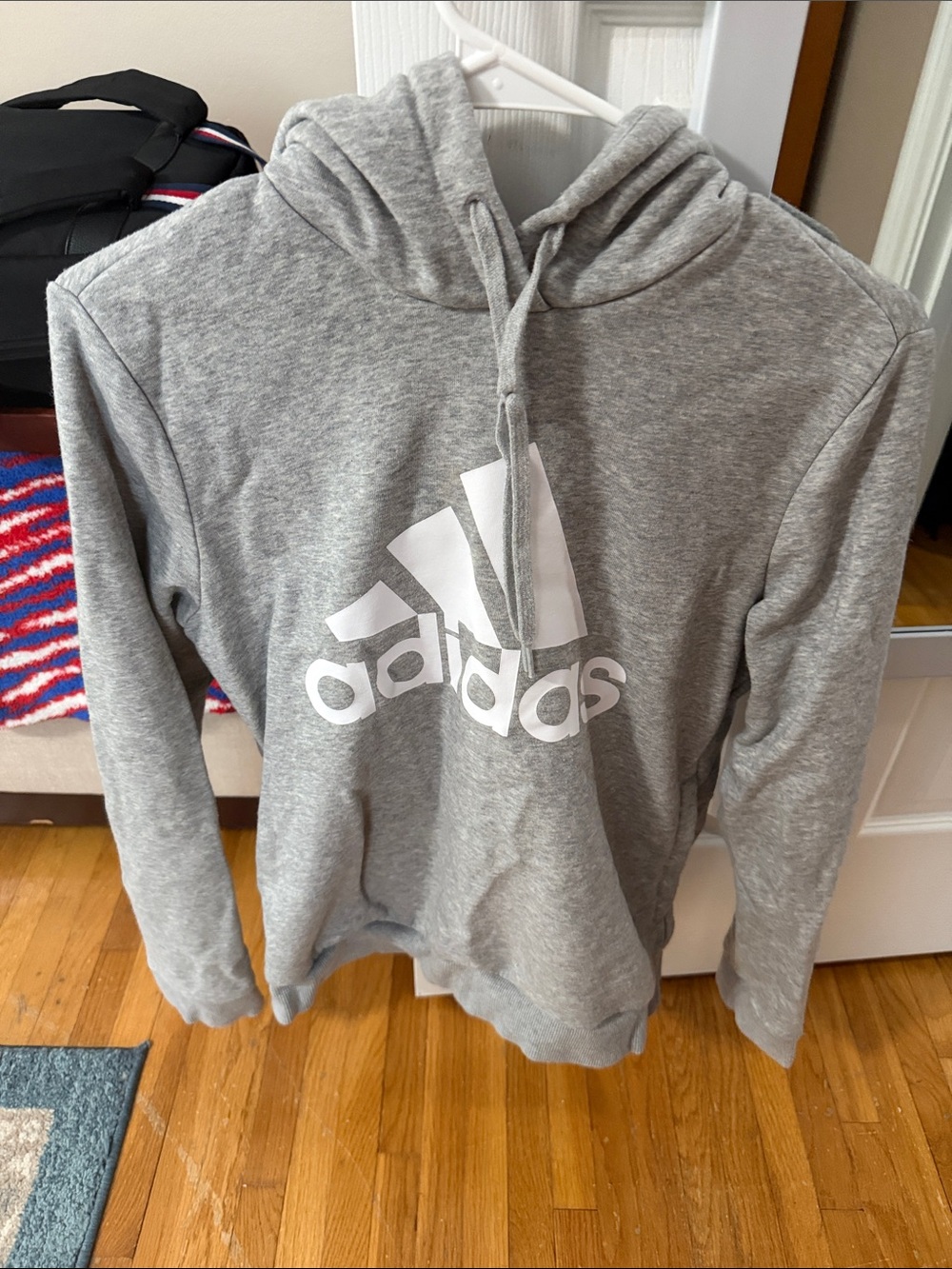 adidas Gray Pullover Hoodie with White Logo